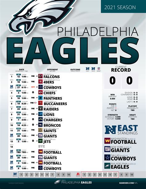Printable Eagles Schedule